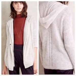 Anthropologie Moth Light Gray Hooded Cardigan